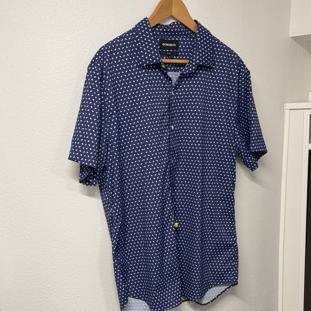 Bonobos Navy Patterned Casual Shirt
